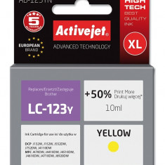 Cartus compatibil LC123 yellow pentru Brother, Premium Activejet, Garantie 5 ani
