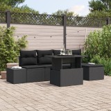 Gossi set de canapele de gradina din 6 piese cu perne, negru poliratan