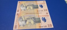 2 bancnote 10 lei 2024 UNC Nicolae Grigorescu Serii consecutive