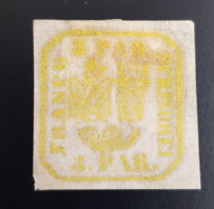 Romania 1864 Principatele Unite II, 3 par galben stare buna, sarniera. Vezi foto foto