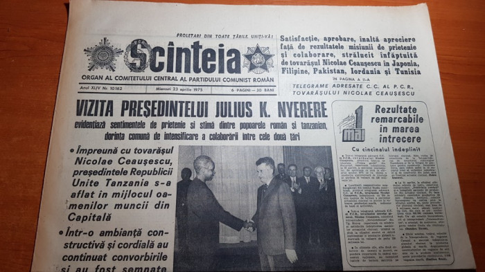 ziarul scanteia 23 aprilie 1975-foto si articol orasul buzau