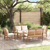 Set de canapele pentru grădină 5 pcs natural Lemn masiv de tec