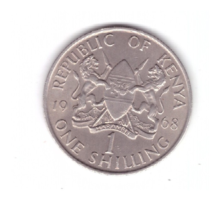 Moneda Kenya 1 shilling 1968, stare foarte buna, curata