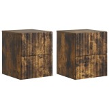 vidaXL Dulap de noapte suspendat 2 pcs Stejar fumuriu Lemn prelucrat 898476