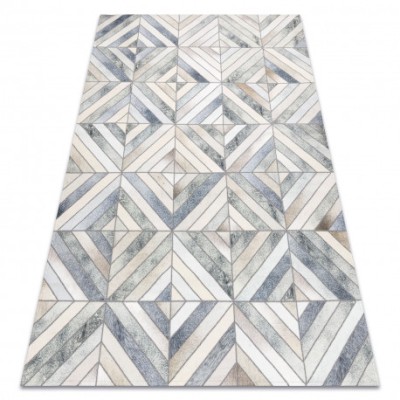 Covor PATCHWORK 21721 bej / gri - Piele de vaca, geometric , 120x170 cm foto