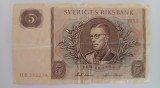 Suedia bancnota 5 coroane - kronor 1955 VF