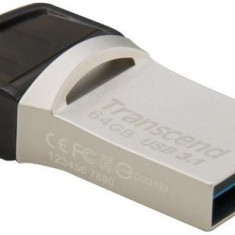 Stick USB Transcend Jetflash 890, 64GB, USB 3.1 Type C (Argintiu)