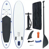 Set placă de stand up paddle SUP surf gonflabilă, albastru și alb, vidaXL