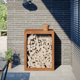 Suport Lemne Foc vidaXL 60x40x80cm Otel Intemperii Maro Depozitare Interior Exterior