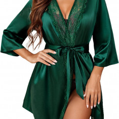 Femei Scurt Satin Kimono Halat Lenjerie Lenjerie Cămașă de noapte Sleepwear Măta