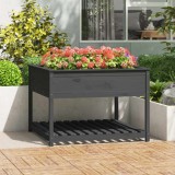 Cumpara ieftin Jardinieră cu raft, gri, 111,5x111,5x81 cm, lemn masiv de pin