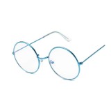 Ochelari rotunzi rama metal albastra lentila antiradiatii transparenta unisex, Rotunda