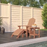 Scaun de grădină Adirondack cu masă și taburet, maro, HDPE