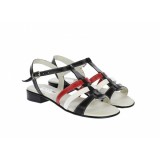 Sandale dama, din piele naturala box, rosu, alb si negru, S2NRA