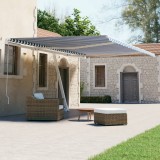 Copertina Retractabila Automata vidaXL, 600x300 cm, Albastru &amp; Alb, Poliester, Protectie UV, Rotire 360 Grade