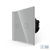 Cumpara ieftin Intrerupator dublu cu variator touch din sticla Luxion RF433, gri