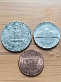 Lot 3 monede USA anul 1990