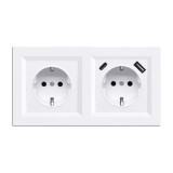 Cumpara ieftin Nova f&ouml;ldelt csatlakoz&oacute;aljzat dugalj 16A 250V USB csatlakoz&oacute;val feh&eacute;r kerettel