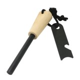 Amnar supraviețuire robust cu m&acirc;ner lemn și racletă multifuncțională, DEPOX&reg;, lemn, 12 cm