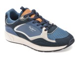 Pantofi sport PEPE JEANS albastri, MS60004, din material textil si piele naturala