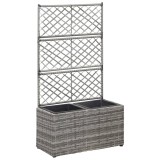 Strat &icirc;nălțat spalier 2 ghivece, gri, 58x30x107 cm, poliratan