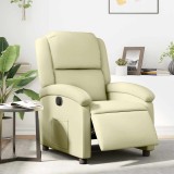 VidaXL Fotoliu rabatabil electric, crem, piele naturală 3204256