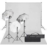 vidaXL Kit studio foto cu set de lumină și fundal 3094710