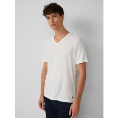 s.Oliver Tricou barbati cu decolteu in V, Regular fit, din bumbac, Alb, S