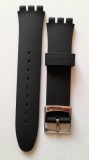 Curea swatch 19 mm latime, neagra din silicon.