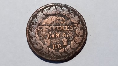MONEDA FRANTA 5 CENTIMES L&amp;#039;AN 8 BB (1799) - PRIMII ANI DUPA REVOLUTIA FRANCEZA foto