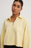 Adidas Originals hanorac de bumbac femei, culoarea galben, uni IR6016