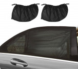 Set 2 x Parasolare auto pentru geamuri laterale, universale, negru, 50 100 cm, semitransparente, elastice