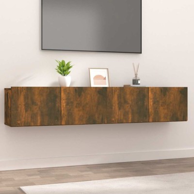 vidaXL Comode TV, 2 buc., stejar fumuriu, 80x30x30 cm, lemn prelucrat foto