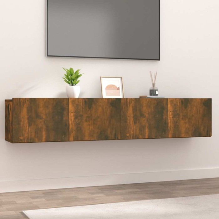 vidaXL Comode TV, 2 buc., stejar fumuriu, 80x30x30 cm, lemn prelucrat