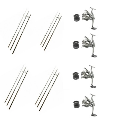 Set 4 Lansete 3, 90m, 3, 5 LBS, 3 Segmente si 4 Mulinete Tambur 8000 Metalic foto