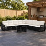 Cumpara ieftin Set de canapele pentru gradina 10 buc. Negru si Alb crem