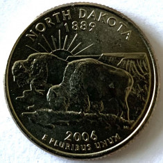 AMERICA QUARTER 1/4 DOLLAR 2006 LITERA P. (Pereche de Bizoni - NORTH DAKOTA),BU