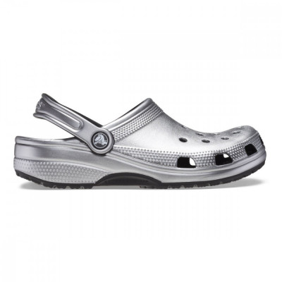 Saboti Crocs Classic Metallic Clog Gri - Metallic Silver foto