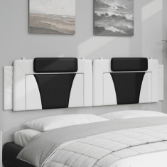 vidaXL Pernă pentru tăblie pat, alb și negru, 200cm, piele artificială