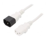Cablu IEC C13 mamă - IEC C14 tată PVC 1,8m 10A 250V alb