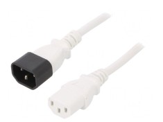 Cablu IEC C13 mama - IEC C14 tata PVC 1,8m 10A 250V alb foto
