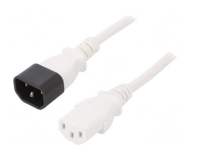 Cablu IEC C13 mamă - IEC C14 tată PVC 1,8m 10A 250V alb foto
