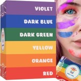Pudra Holi din ingrediente naturale, 6 culori set, 6x100 gr