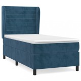 Cumpara ieftin Pat box spring cu saltea, albastru inchis, 80x200 cm, catifea