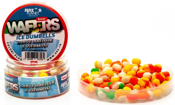 Wafters Ice Dumbells Senzor Bicolor, Larve Libelule &amp; Viermusi, 6mm, 15g