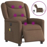 vidaXL Fotoliu electric de masaj rabatabil, maro, textil