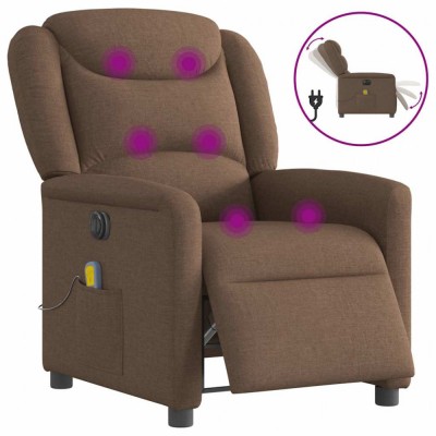 vidaXL Fotoliu electric de masaj rabatabil, maro, textil foto