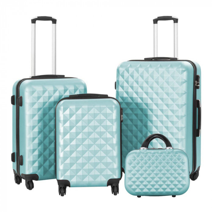 Set valiza de calatorie cu geanta cosmetica, in mai multe culori-verde menta
