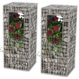 Gossi stalpi cos gabion/jardiniere din otel, 2 buc., 50 x 50 x 120 cm