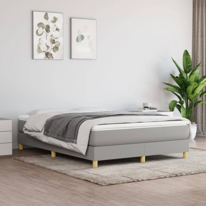 Cadru de pat fără saltea, gri deschis, 140x190 cm, textil